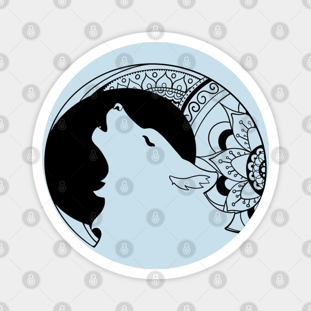 Howling Wolf Mandala Magnet by Lady Lilac